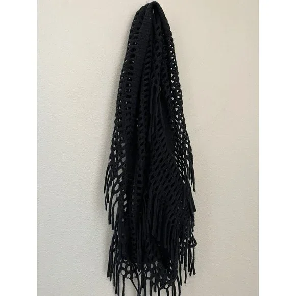 Infinity Scarf Set Of 2 Scarves Blue Brown Neutral Soft Acrylic Fringe Ruffle OS - Picture 3 of 5